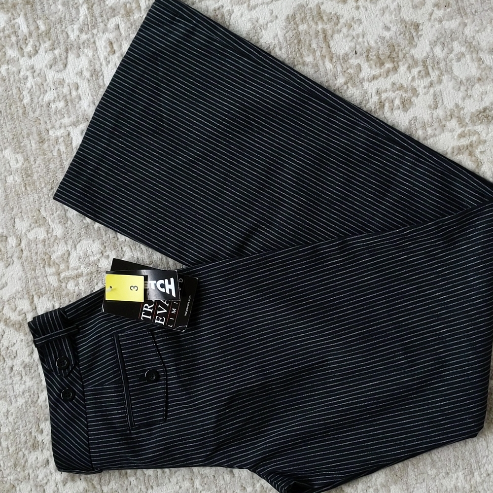 NEW Tracy Evans Limited Striped Flared Bootcut Trouser Pants J3 Black White